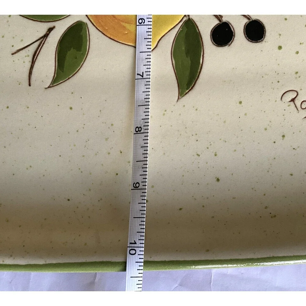 Rustic Lemon Ceramic Serving Plate Spain Hand Painted Vintage-Style Decor